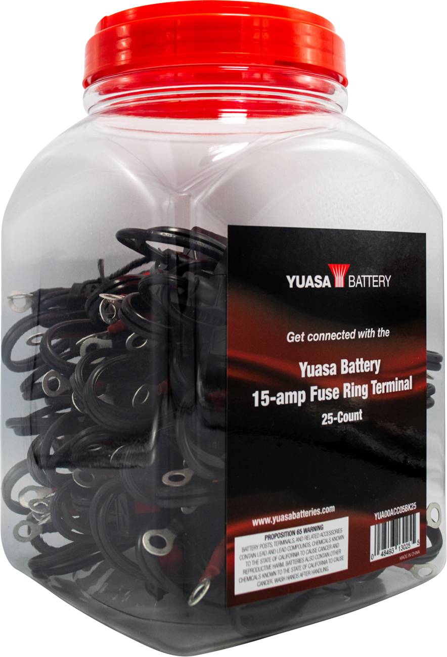 YUASA 15 A Ring Terminals - Ring Terminals / Battery Charger / 15 A / 25 Pack 3807-0777