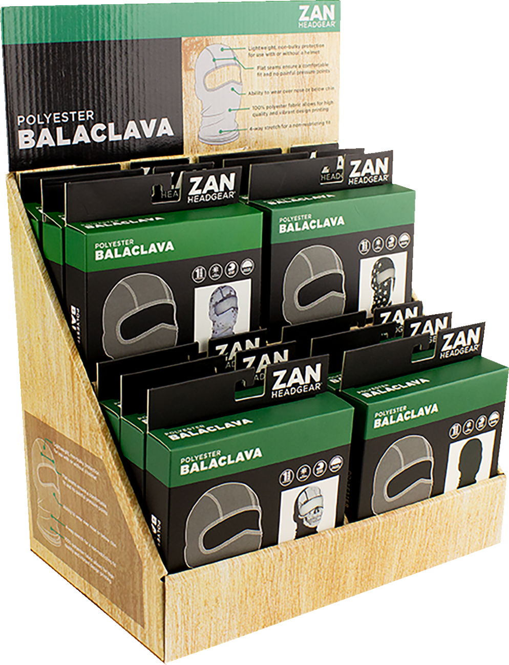 ZAN HEADGEAR DISPLAY PREPACK BALACLAVA POLY 12PK - 9903-0740