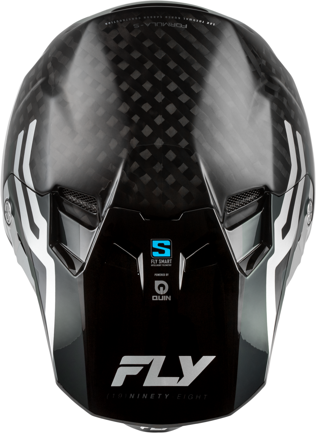 FLY Racing Formula S Carbon Byte Helmet (2026) - Black Carbon / Grey / Silver - View 9