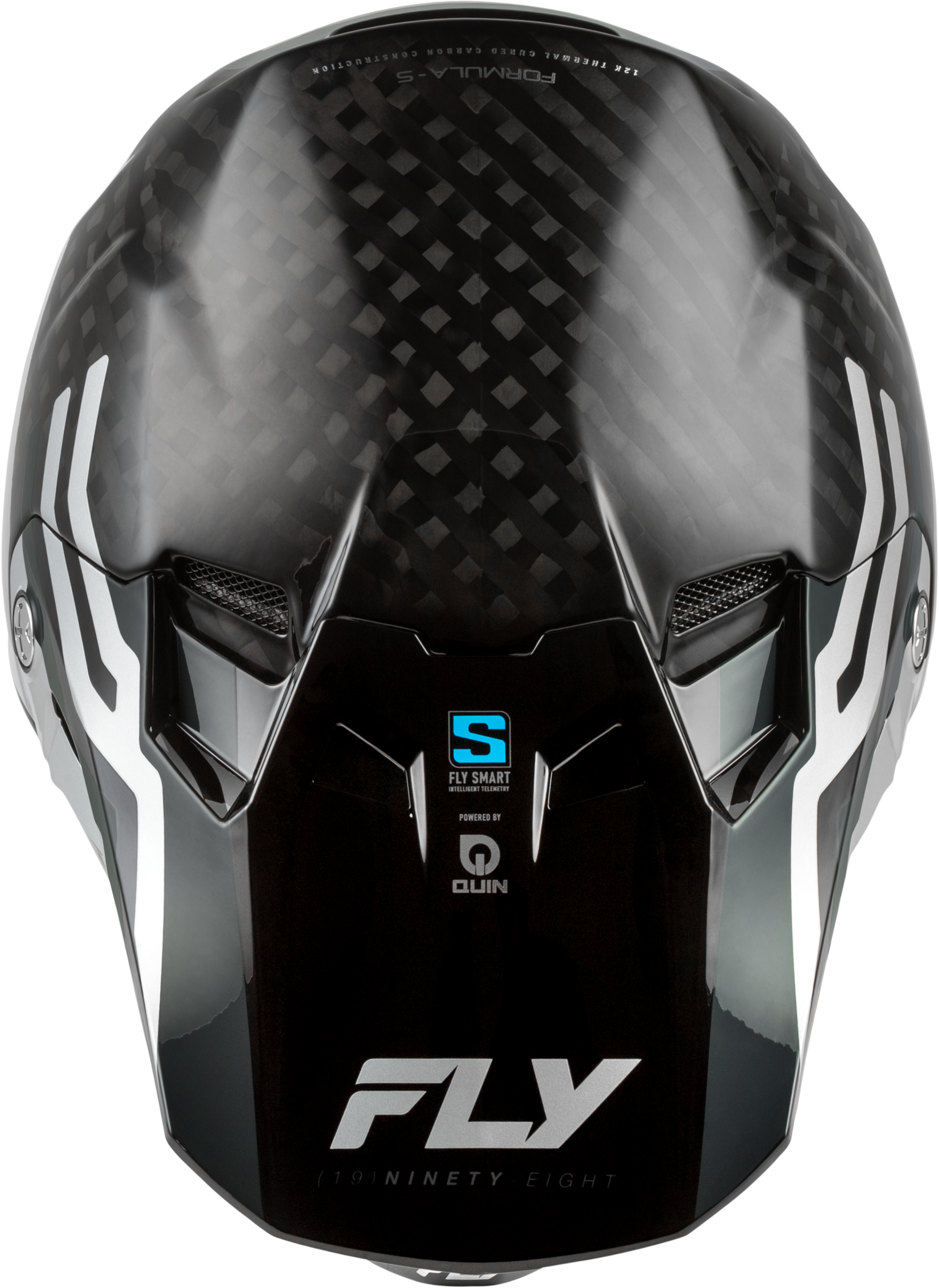 FLY Racing Formula S Carbon Byte Youth Helmet (2026) - Black Carbon / Grey / Silver - View 9