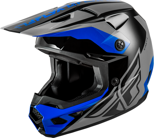 FLY Racing Kinetic Crest Helmet (2026) - Grey / Black / Blue - View 18