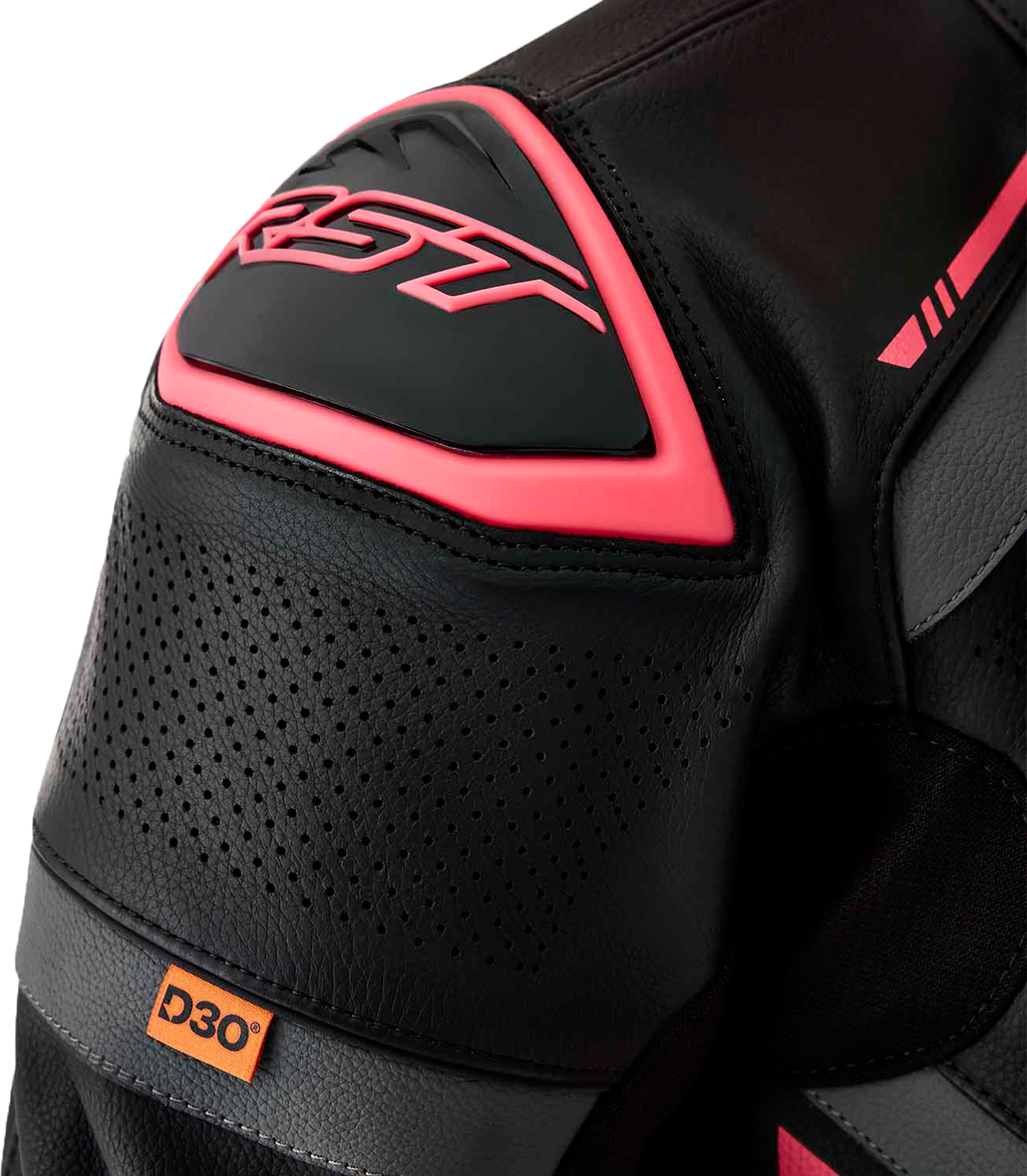 RST S-1 CE Women's Leather Jacket - Black / Fluorescent Pink - View 9