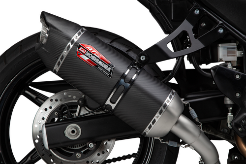 Yoshimura SV650 17-26/SV650X 19-26 AT2 Stainless Slip-On Exhaust, w/ Carbon Fiber Muffler