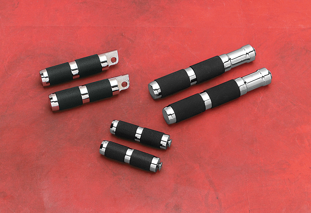 ACCUTRONIX Rubber Foot Pegs - Rigid Mount / Chrome/Black DS-243650
