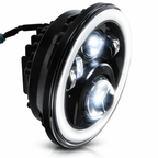Eagle Lights 7" LED Headlight and 4.5" LED Passing Light Kit with Halo Rings for Harley-Davidson® and Indian Motorcycles - Generation II / Black / Halo Ring