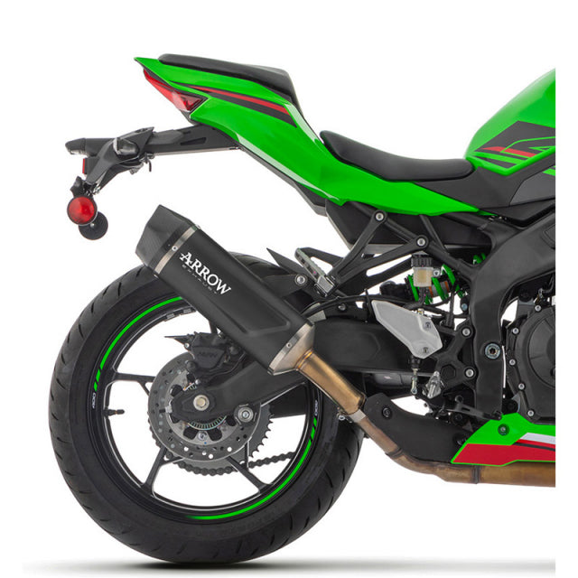 71963AKN Arrow Indy Race Evo Slip-on Exhaust, Aluminum Dark for Kawasaki ZX-4R 24-25
