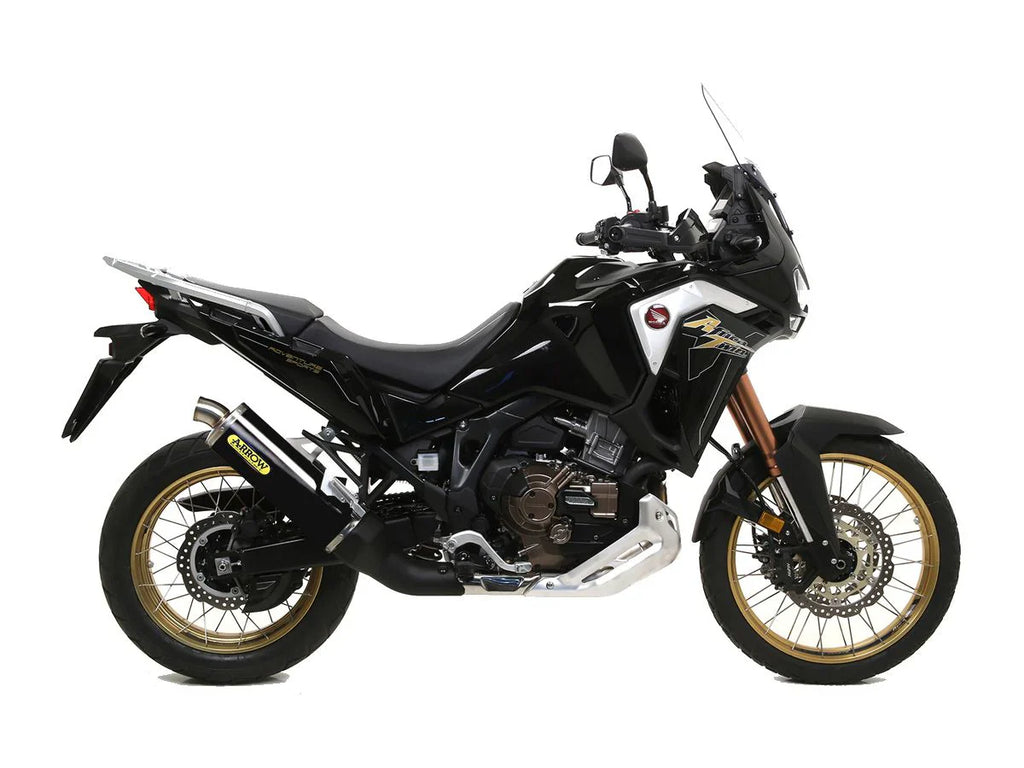 72625AON Arrow Maxi Race-Tech Dark Aluminum Exhaust Steel Cap Honda CRF1100L Africa Twin 2020-2024 2025