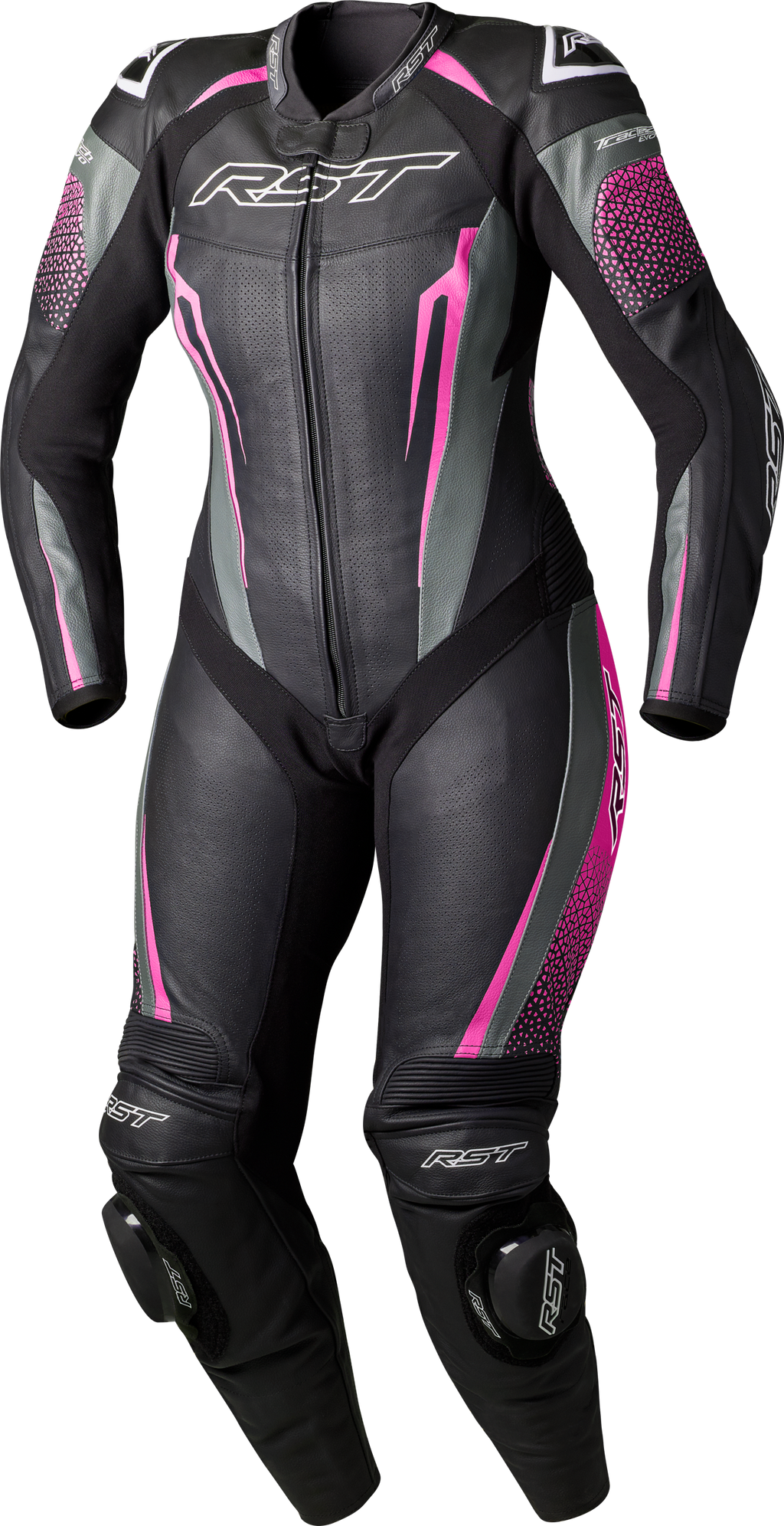 RST Tractech Evo 5 CE Women's Leather Suit - Black / Pink - View 1