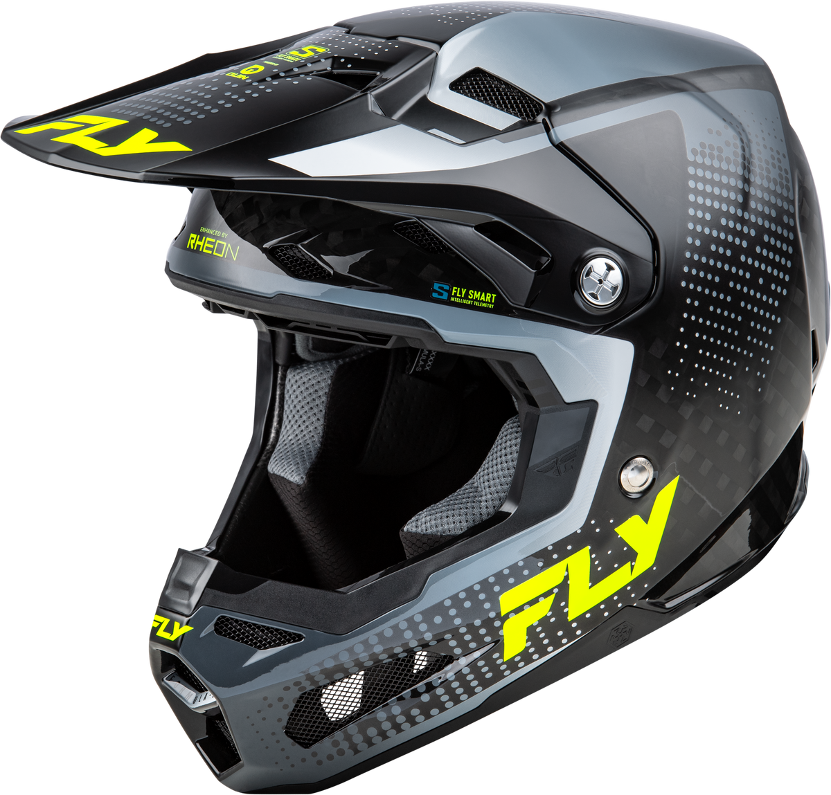 FLY Racing Formula S Carbon Protocol Helmet - Black Carbon / Grey / Hi-Viz - View 9