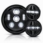Eagle Lights 7" LED Headlight and 4.5" LED Passing Light Kit for Harley-Davidson® and Indian® Motorcycles - Generation III / Black