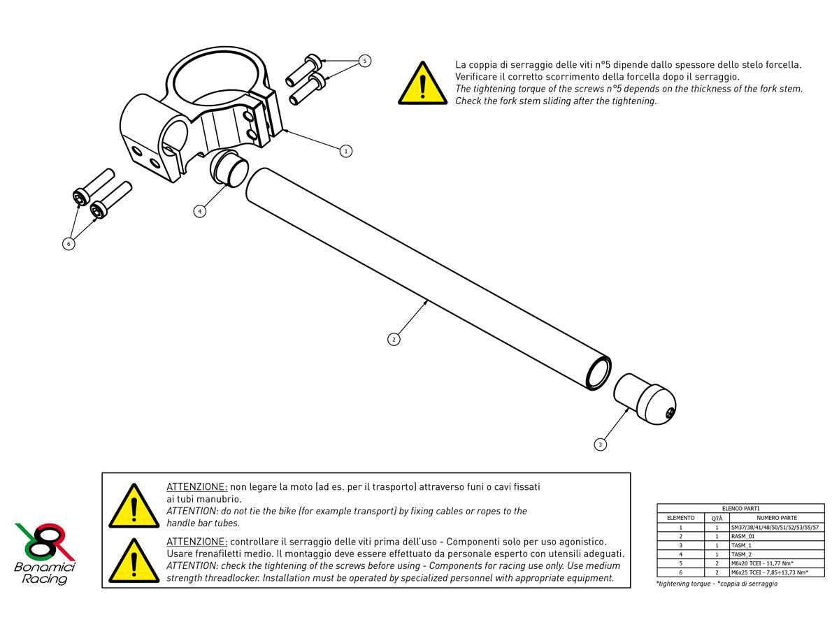 Bonamici Kawasaki Ninja 500 / 400 Clip-Ons (41mm)