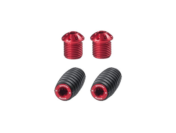 Bonamici Rearset Colored Toe Pegs & Footpeg Caps (Red)