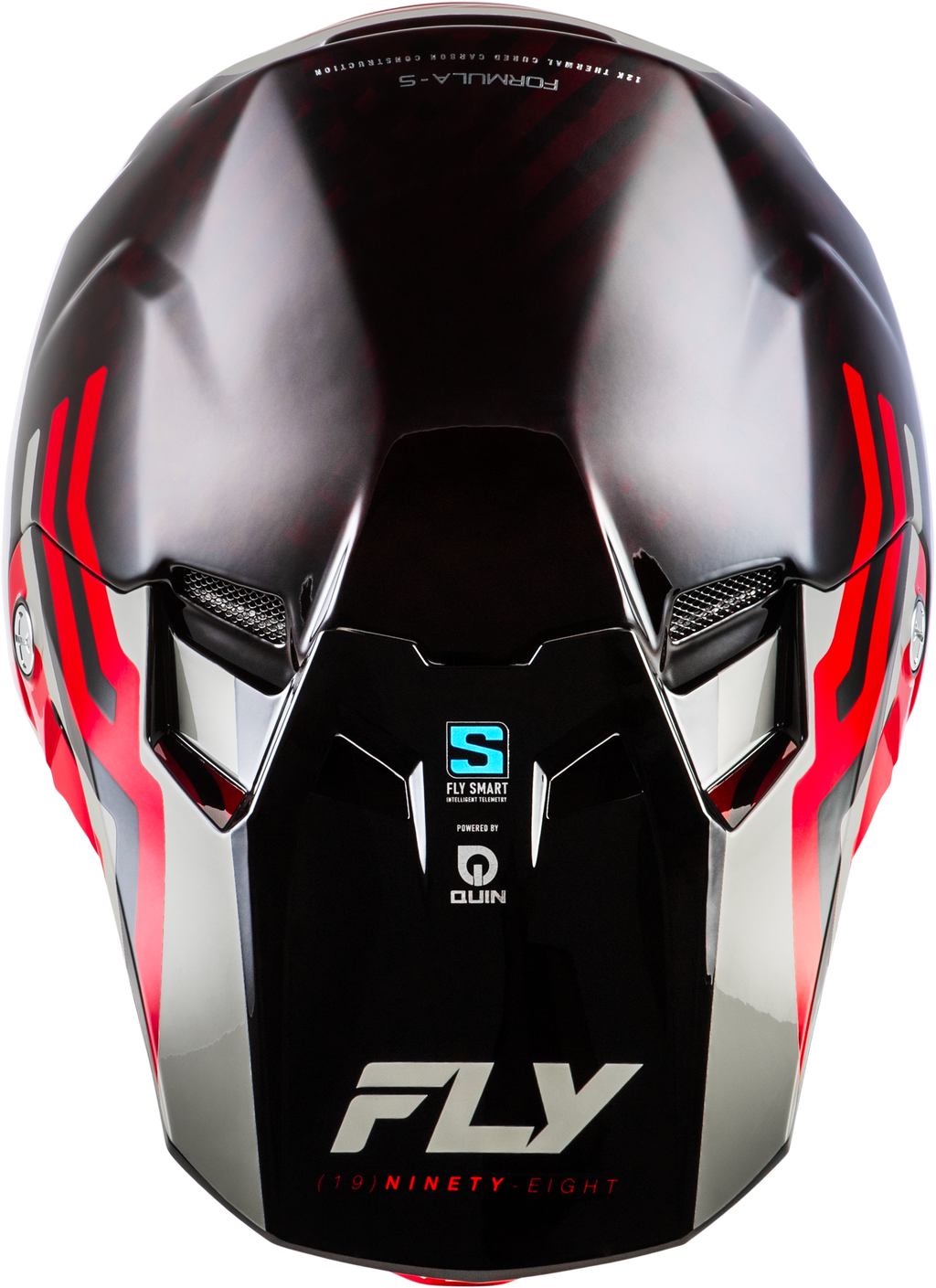 FLY Racing Formula S Carbon Byte Helmet (2026) - Red Carbon / Red / Grey - View 12