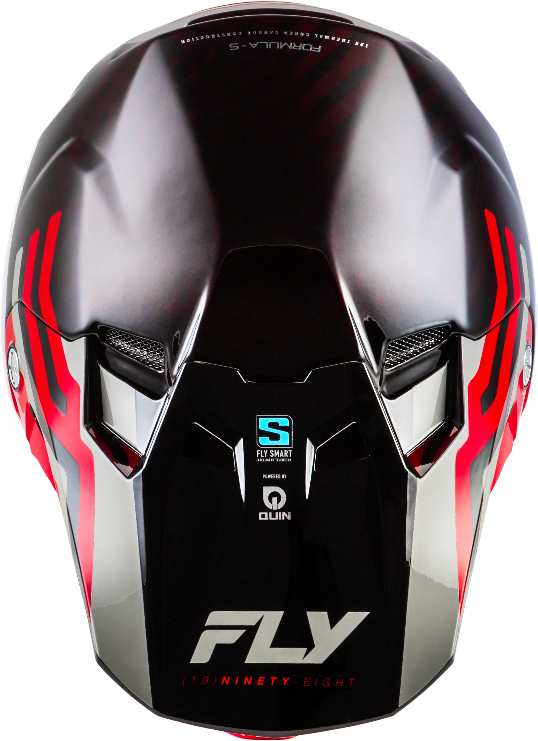 FLY Racing Formula S Carbon Byte Youth Helmet (2026) - Red Carbon / Red / Grey - View 12