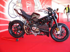 CARBONVANI - DUCATI MONSTER M696 / M796 / M1100 CARBON FIBER RH FUEL TANK SIDE PANEL WITH FRAME AND MESH WHITE COLOUR AND RED CONTOUR