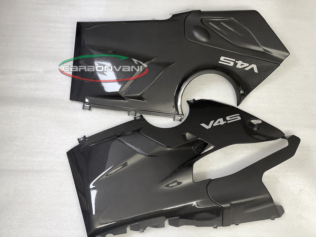 Carbonvani - Ducati Panigale V4 / S / R Carbon Fiber Belly Pan For Akrapovic Exhaust (2 piece kit) (2022+)