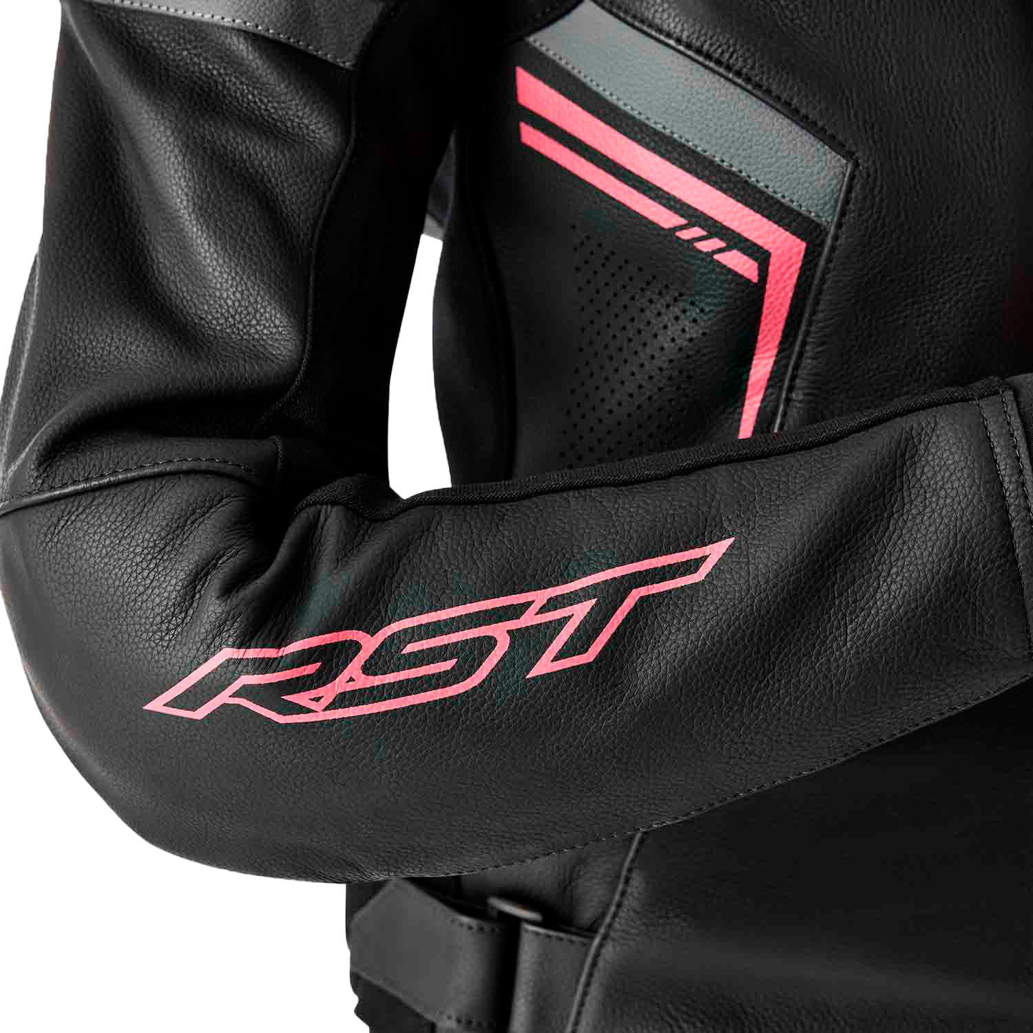 RST S-1 CE Women's Leather Jacket - Black / Fluorescent Pink - View 3
