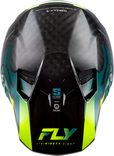 FLY Racing Formula S Carbon Byte Youth Helmet (2026) - Black Carbon / Teal / Lime - View 26