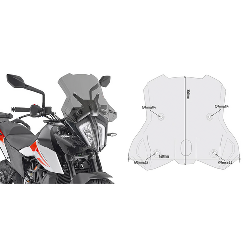 GIVI 7710D Specific Screen Smoked for KTM 390 Adventure, KTM 790 Adventure, and KTM 790 Adventure R