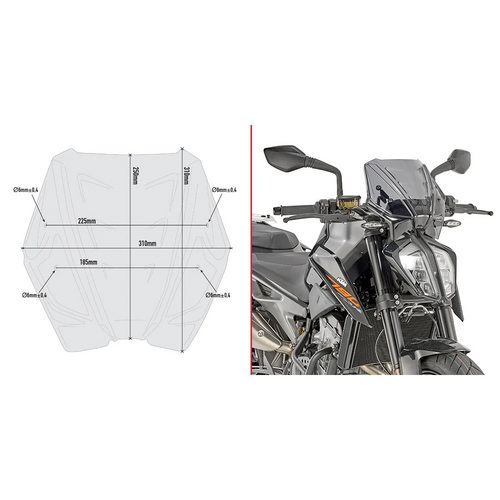 GIVI A7708 Specific Screen Smoked for KTM Duke 790 and KTM Duke 890 R