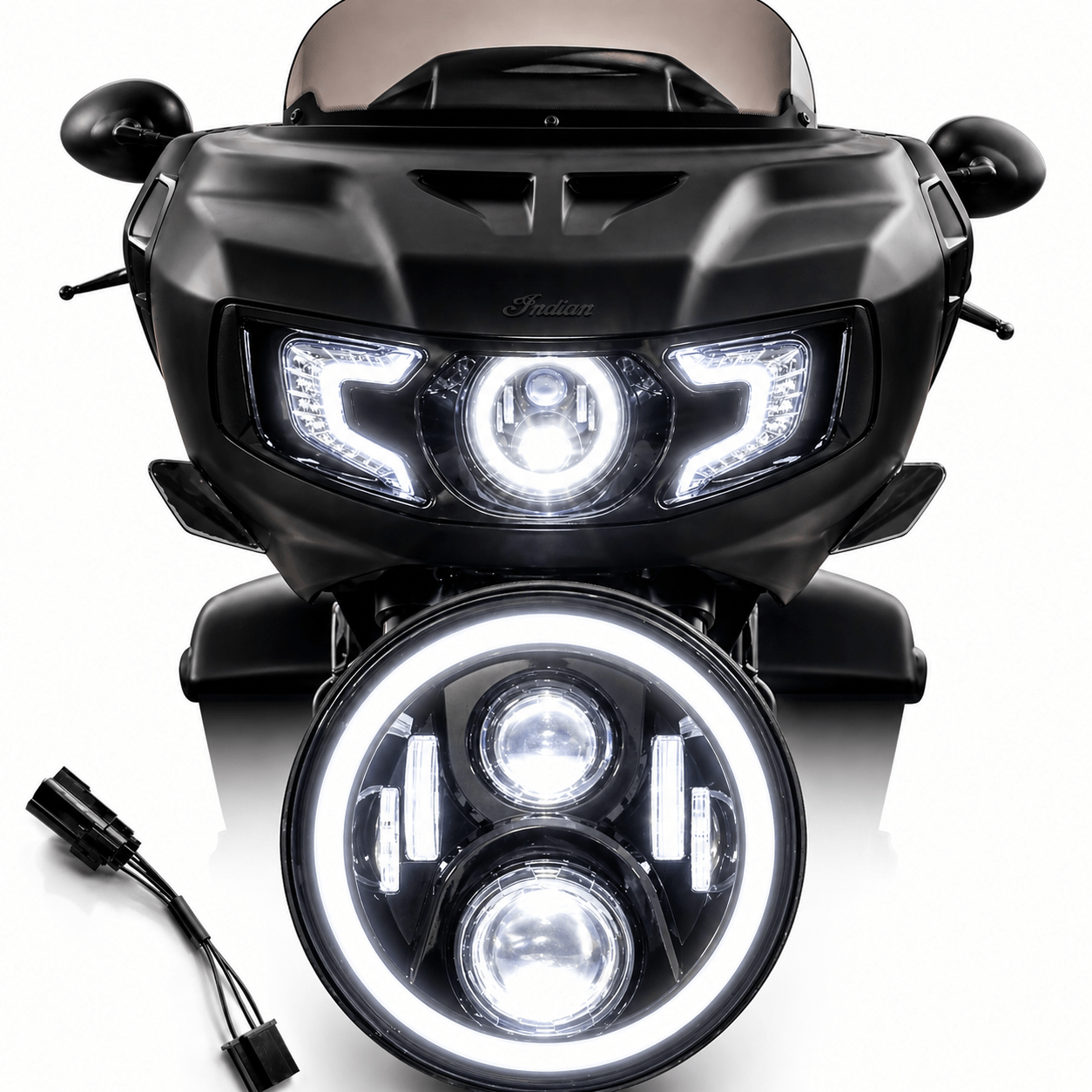Eagle Lights Generation II Indian® Challenger / Pursuit LED Headlight Kit with Halo Ring