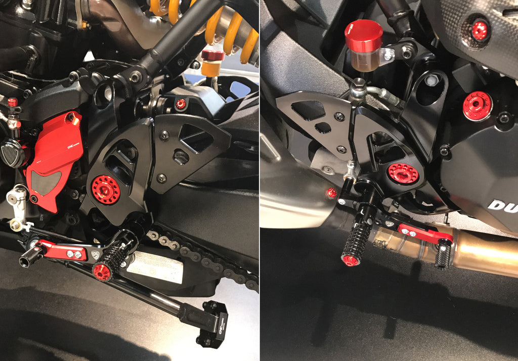 CNC Racing Adjustable Rearsets for Ducati Monster 1200R, 2017+ 1200 / S, 2018+ 821, and 2017+ Supersport /S