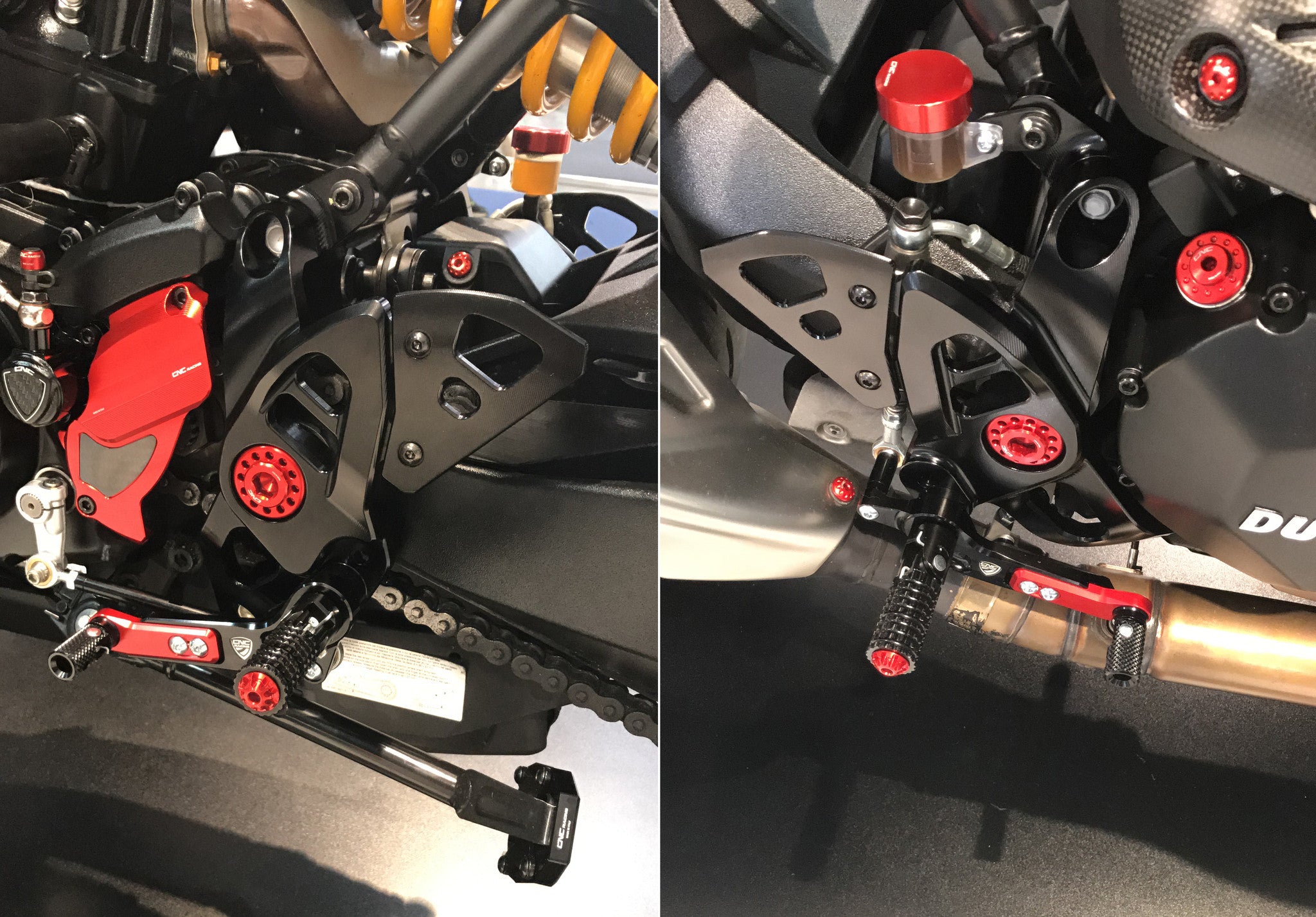CNC Racing Adjustable Rearsets for Ducati Monster 1200R, 2017+ 1200 / S, 2018+ 821, and 2017+ Supersport /S
