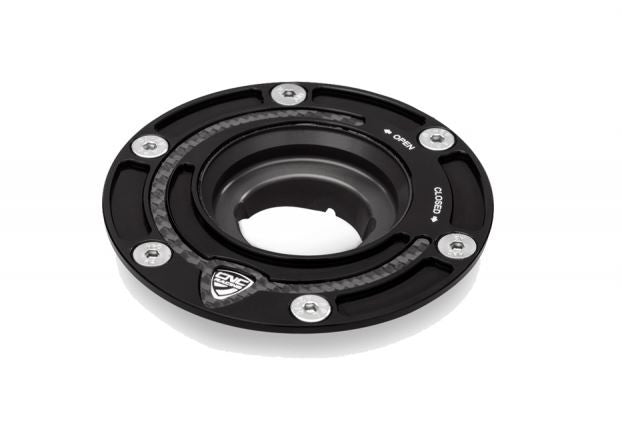 CNC Racing Aluminum with Carbon Inlay Gas Cap Flange for Older Ducati's MV's and Yamaha Models