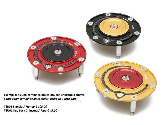 CNC Racing Aluminum with Carbon Inlay Gas Cap Flange for Older Ducati's MV's and Yamaha Models