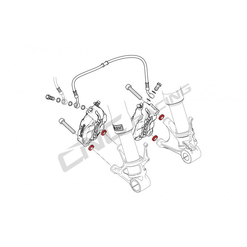 CNC Racing Billet Front Brake Caliper Spacers (kit of 4) - 5mm