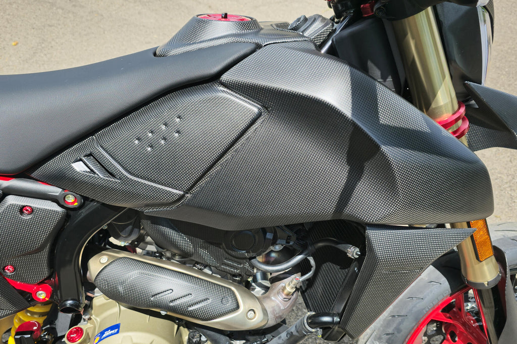 CNC Racing Carbon Fiber Fuel Tank Side Covers (pair) for the Ducati Hypermotard 698 Mono