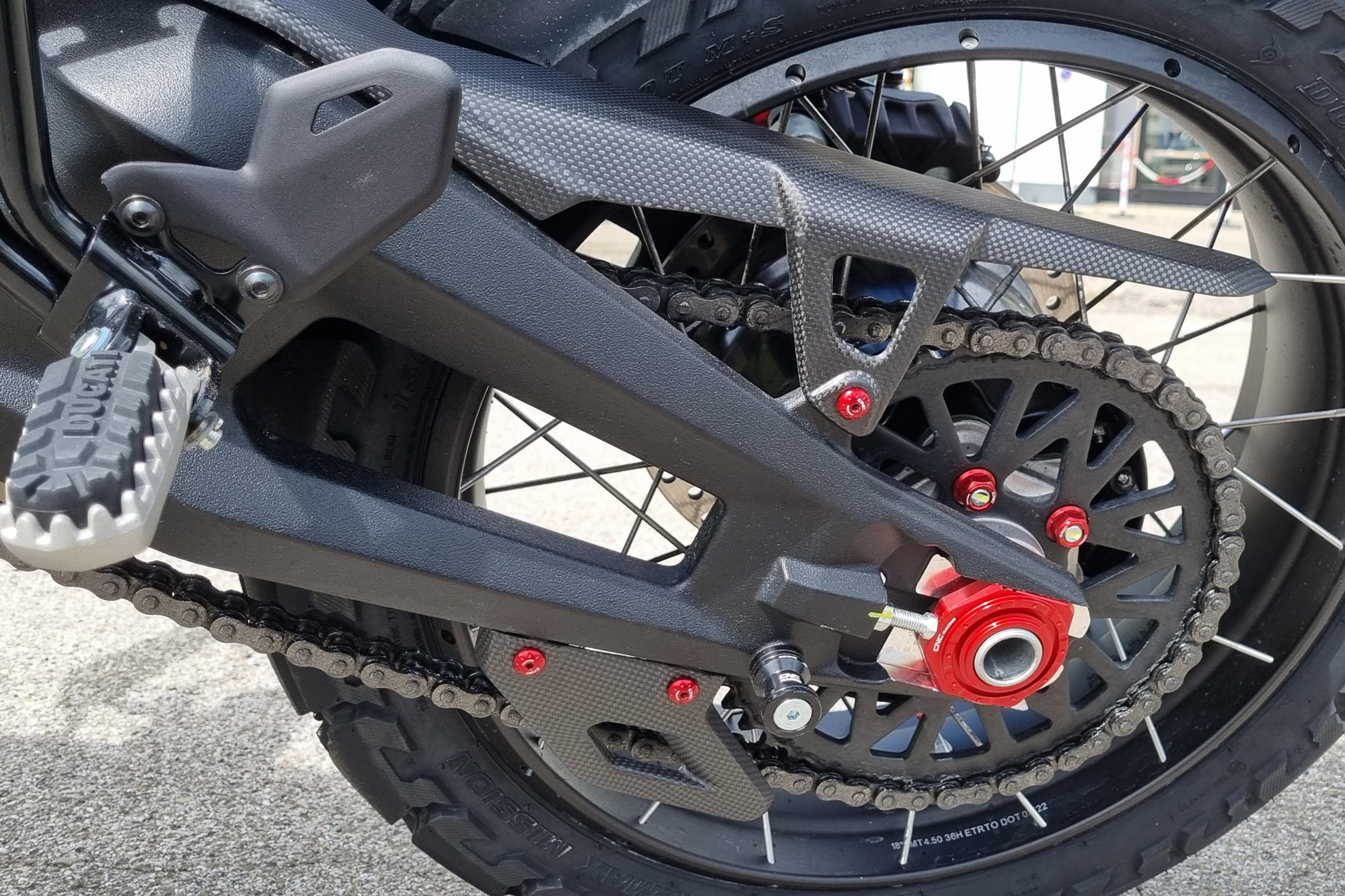 CNC Racing Carbon Fiber Lower Chain Guard for the Ducati DesertX