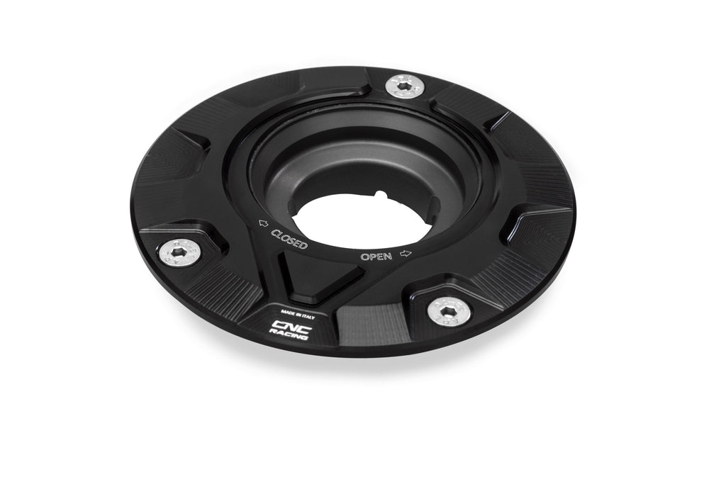 CNC Racing 'GEAR' Aluminum Gas Cap Flange for newer Ducati's MV's and Aprilia's