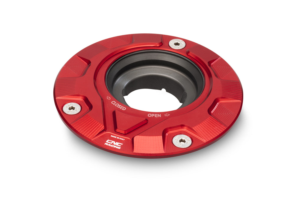 CNC Racing 'GEAR' Aluminum Gas Cap Flange for newer Ducati's MV's and Aprilia's