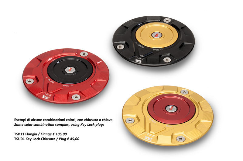 CNC Racing 'GEAR' Aluminum Gas Cap Flange for newer Ducati's MV's and Aprilia's