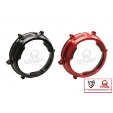 CNC Racing PRAMAC RACING LIMITED EDITION Clear Wet Clutch Cover With Carbon Inlay for the Ducati Panigale 1299/1199/959 Superleggera (and 899 too with modification)