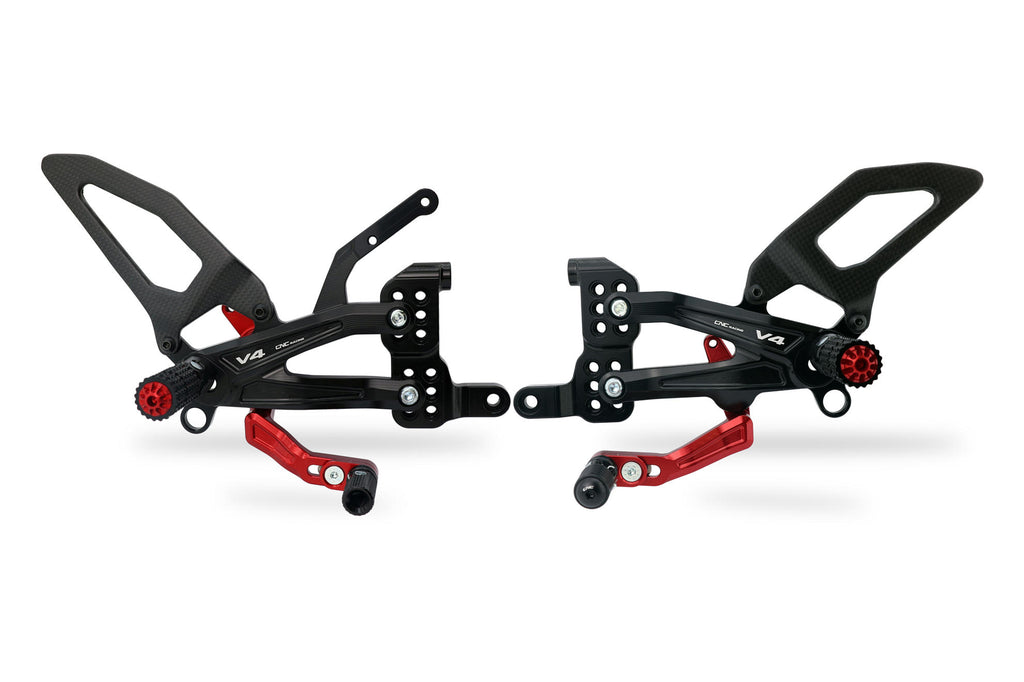 CNC Racing RPS Adjustable Rearset for the Ducati Panigale V4 / S / R - with Carbon Heel guard