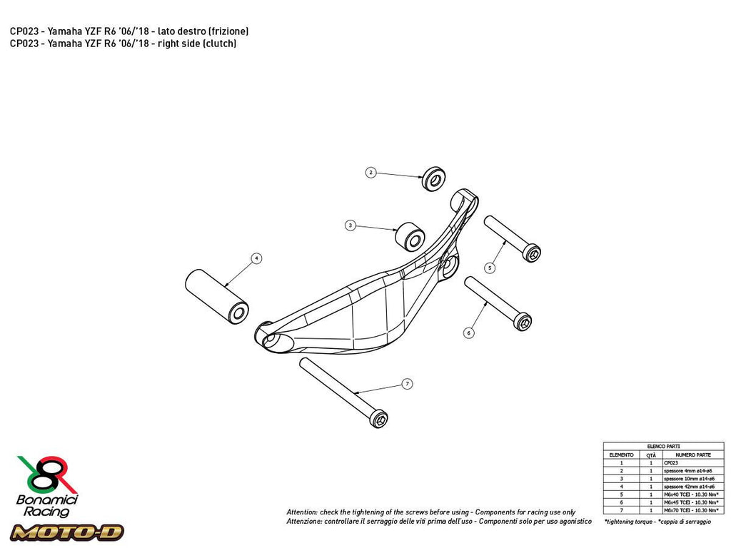 Bonamici Yamaha R6 Case Savers (2006+) (3-Piece Kit)