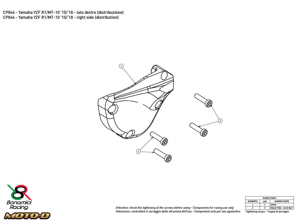 Bonamici Yamaha R1 Case Savers (2015+) (3-Piece Kit)