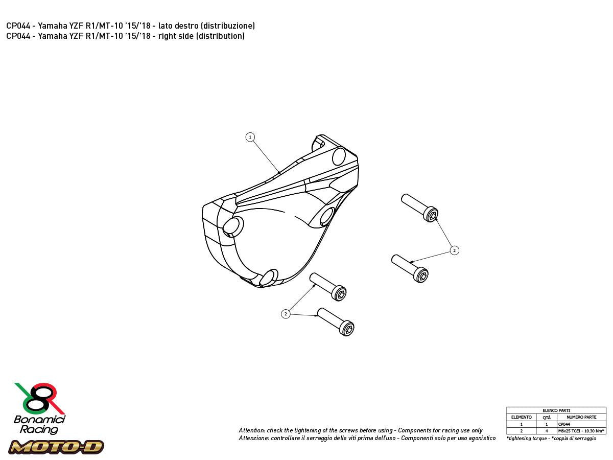 Bonamici Yamaha R1 Case Savers (2015+) (3-Piece Kit)