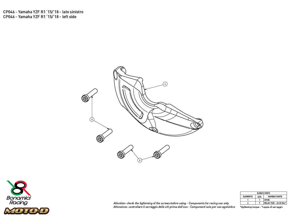 Bonamici Yamaha R1 Case Savers (2015+) (3-Piece Kit)