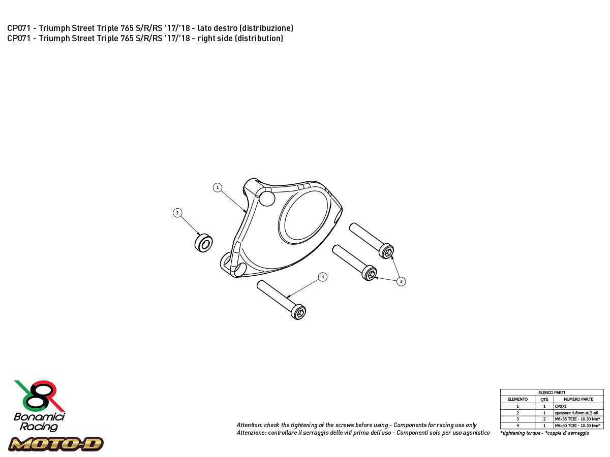 Bonamici Triumph Street Triple 765 R/RS Moto2 Case Savers (3-Piece)