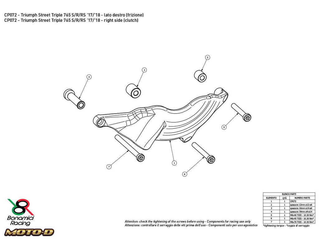 Bonamici Triumph Daytona 765 Moto2 Case Savers (3-Piece)