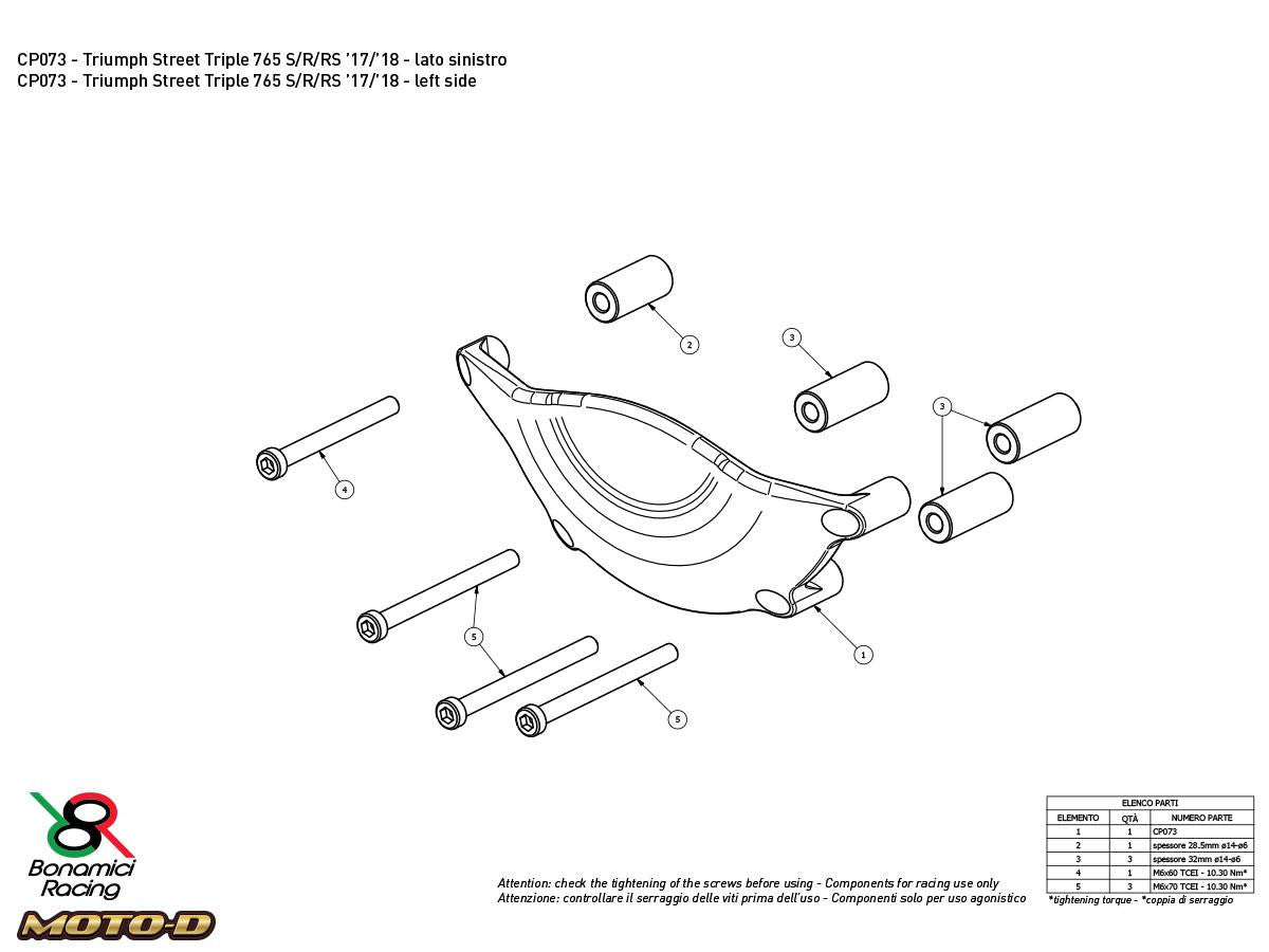 Bonamici Triumph Daytona 765 Moto2 Case Savers (3-Piece)