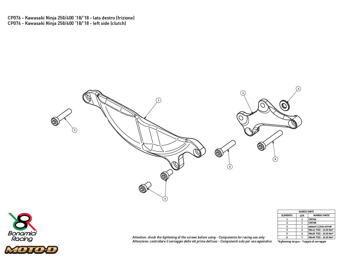 Bonamici Kawasaki Ninja 500 / 400 Case Savers (3-Piece Kit)
