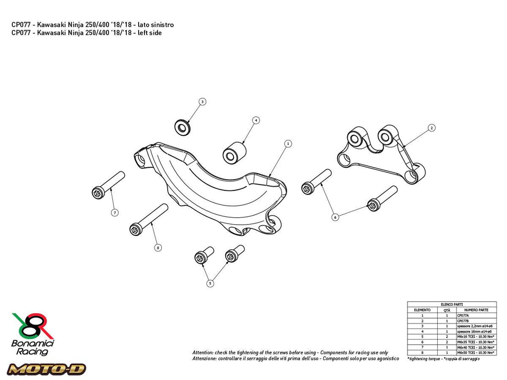 Bonamici Kawasaki Ninja 500 / 400 Case Savers (3-Piece Kit)