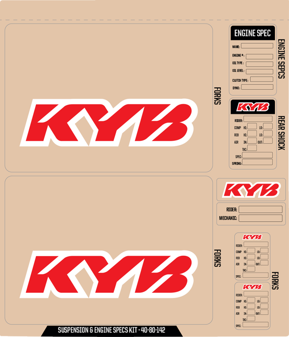 D'COR Visuals Suspension and Specs Graphic Kit - KYB Decal Kit