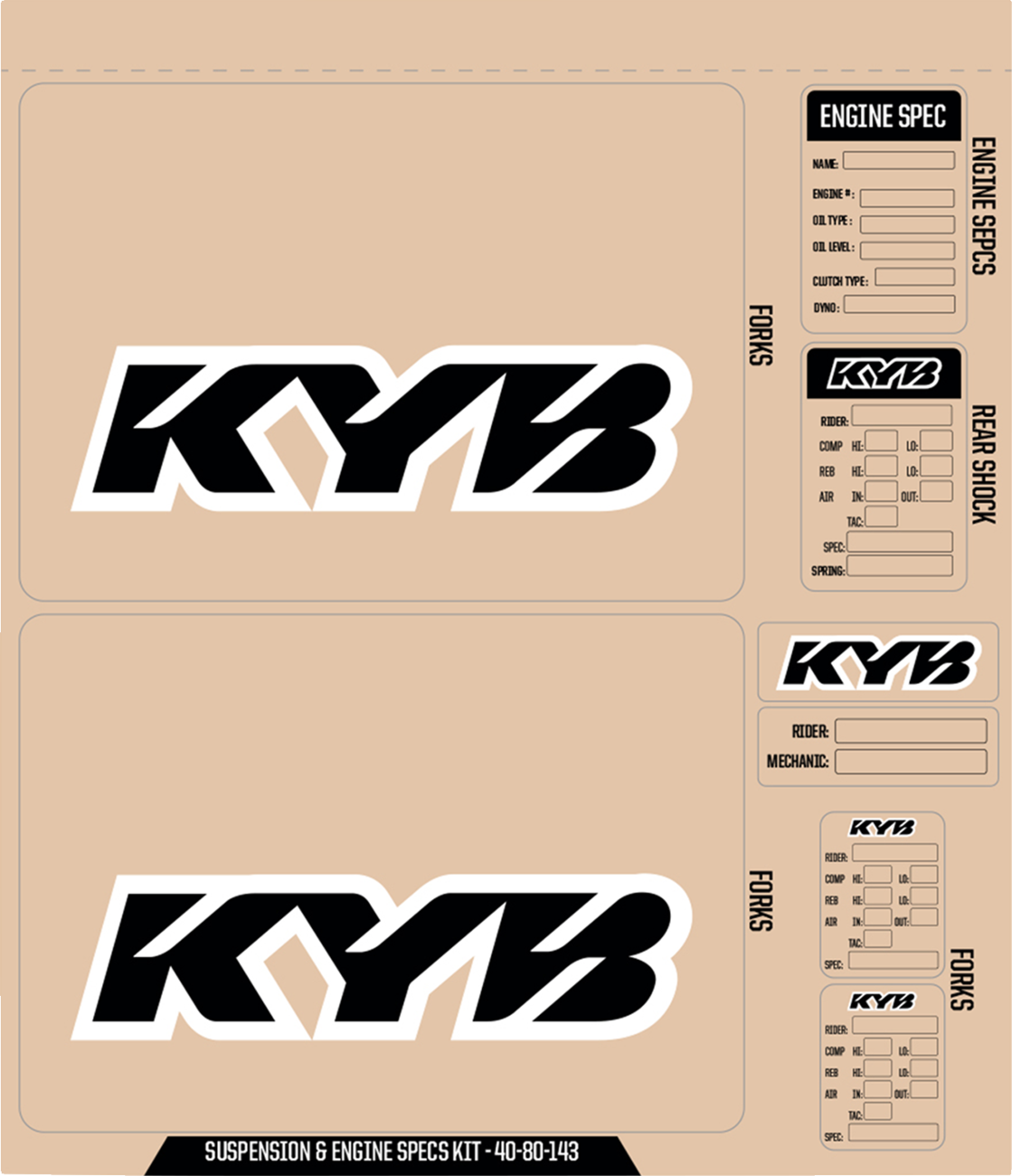 D'COR Visuals Suspension and Specs Graphic Kit - KYB Decal Kit