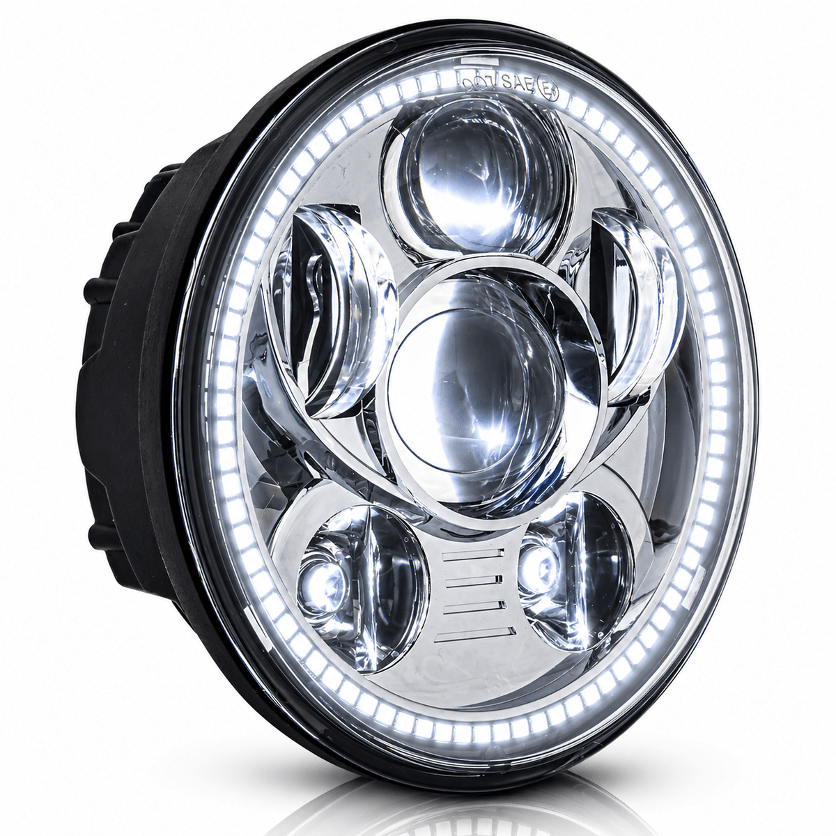 Eagle Lights 5 3/4" LED Headlight Kit with Halo Ring for Harley-Davidson® and Indian® Motorcycles - Generation III / Chrome