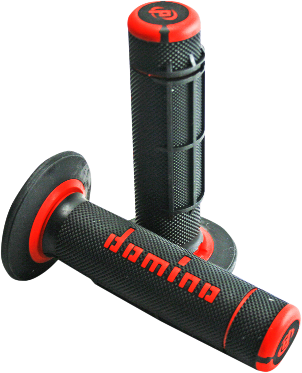 Domino Dually Grips - Half Waffle / Black/Red